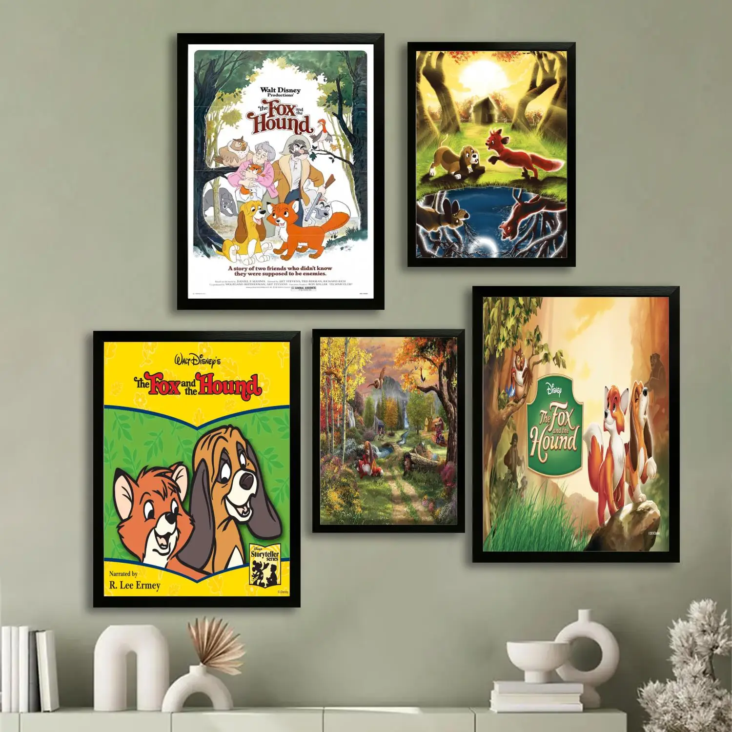 

The Fox and the Hound Canvas Art Poster, Wall Art Picture Print, Modern Family Bedroom Decor Posters,Decorative painting