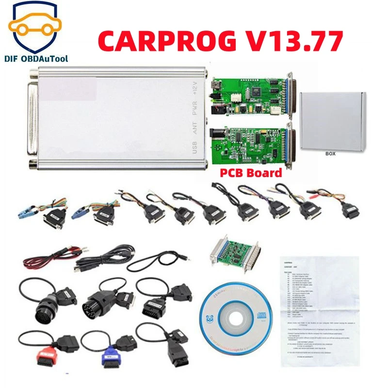 CARPROG V13.77 V8.21 Online Version Keygen with 21 Adapters Carprog V10.93 ECU Chip Tunning Tool Perfect Add Authorization