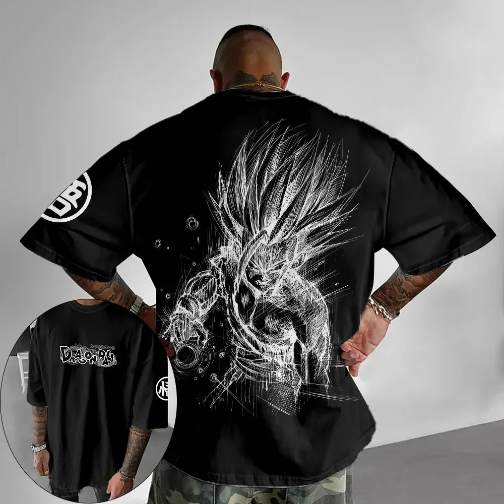 

Dragon Ball Animation Men's T-Shirt Summer Double-Sided Print Loose Casual Harajuku Trendy Short Sleeve Parent-Child Top