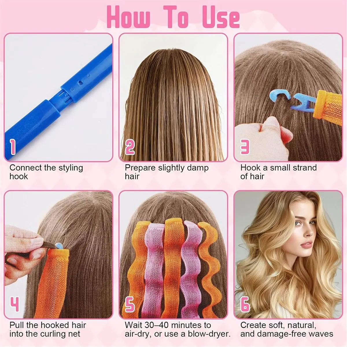 

618 Mega Sale 36PCS Heatless Curls, Reusable No Heat Curls Overnight for Long, Medium, Short Hair, Spiral Hair Curls Rods (30cm)