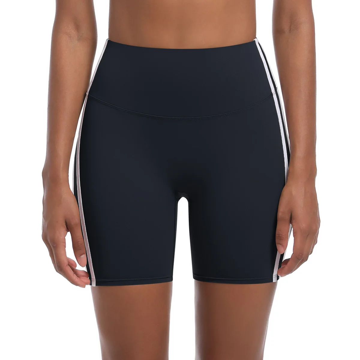 Shorts de yoga calças com listras duplas nos lados cintura alta controle de barriga ginásio leggings de fitness para calças femininas
