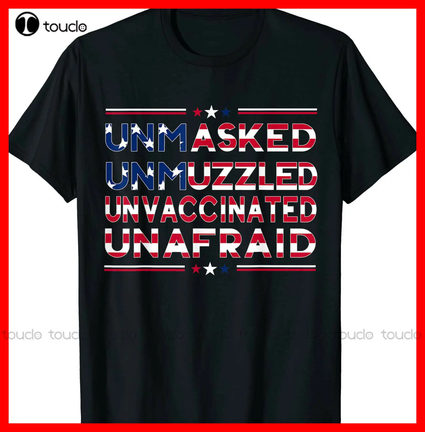 Unmasked Unmuzzled Unvaccinated Unafraid Usa America Flag T-Shirt Men Workout Shirt Custom Aldult Teen Unisex Xs-5Xl Cotton New