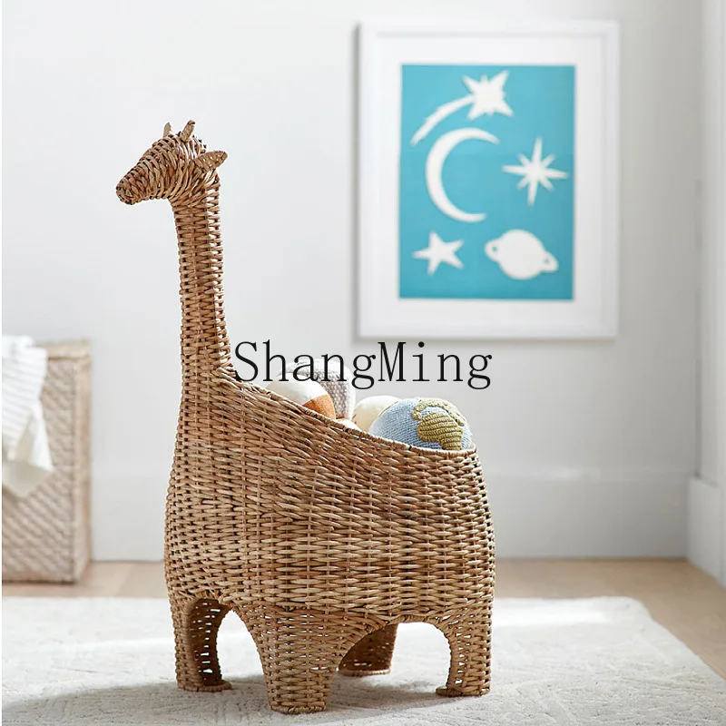 

ZYY hand-woven animal ornaments rattan woven with lid storage basket sundries storage box rattan woven basket