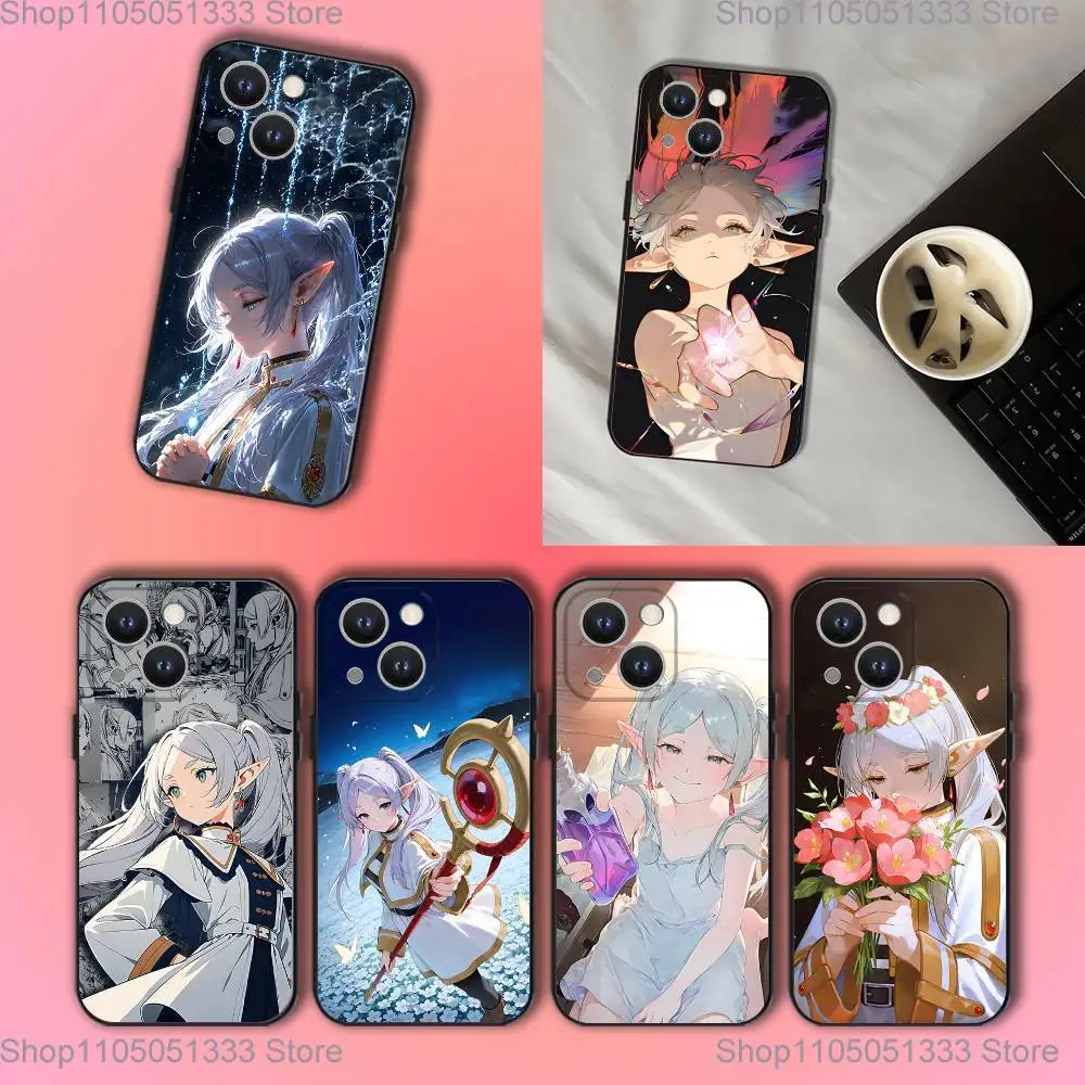 

Frieren Sousou No F-Frieren Phone Case For iPhone 17,16,15,14,13,12,11,Pro,XS,Max,XR,Plus,E,SE4,Mini Black Soft Cover