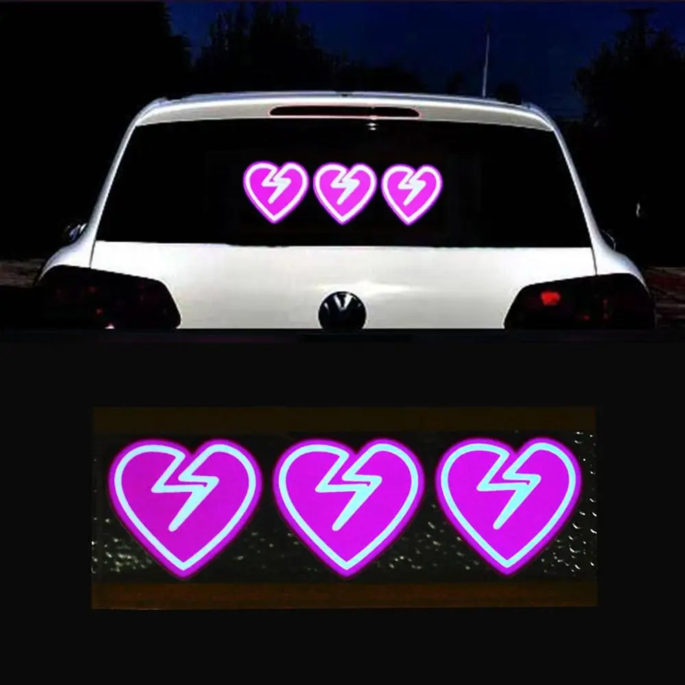 Durable Broken Heart LED Car Sticker 5 Modes Electric Windshield Sticker Car Safety Signs Windshield