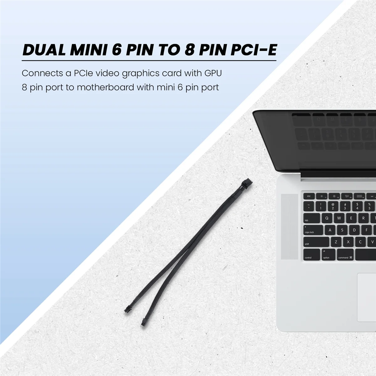 A52TDual Mini 6 Pin to 8 Pin PCI Express Video Card Power Adapter Sleeved Cable for Mac Pro Tower/Power Mac G5 15-Inches