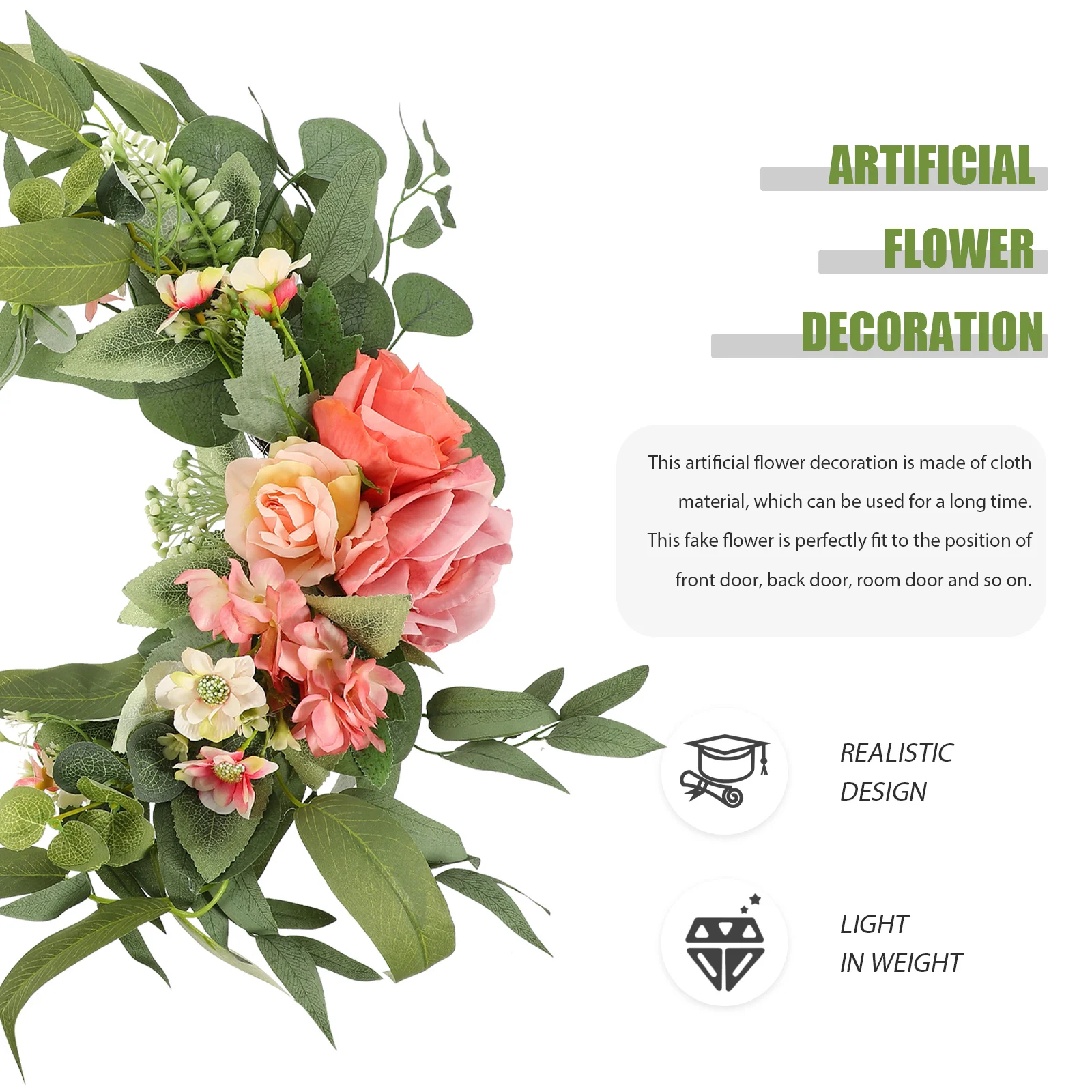 

2Pcs Artificial Flower Wedding Party Indicator Sign Fake Flower Decoration Beautiful Floral Garland for Ceremony Wedding Door