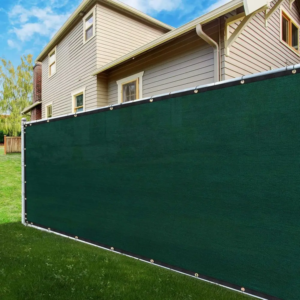 

90% Shade Blockage Green HDPE Privacy Mesh Net with Grommets and Zip Ties for Outdoor Garden, Pool, and Balcony