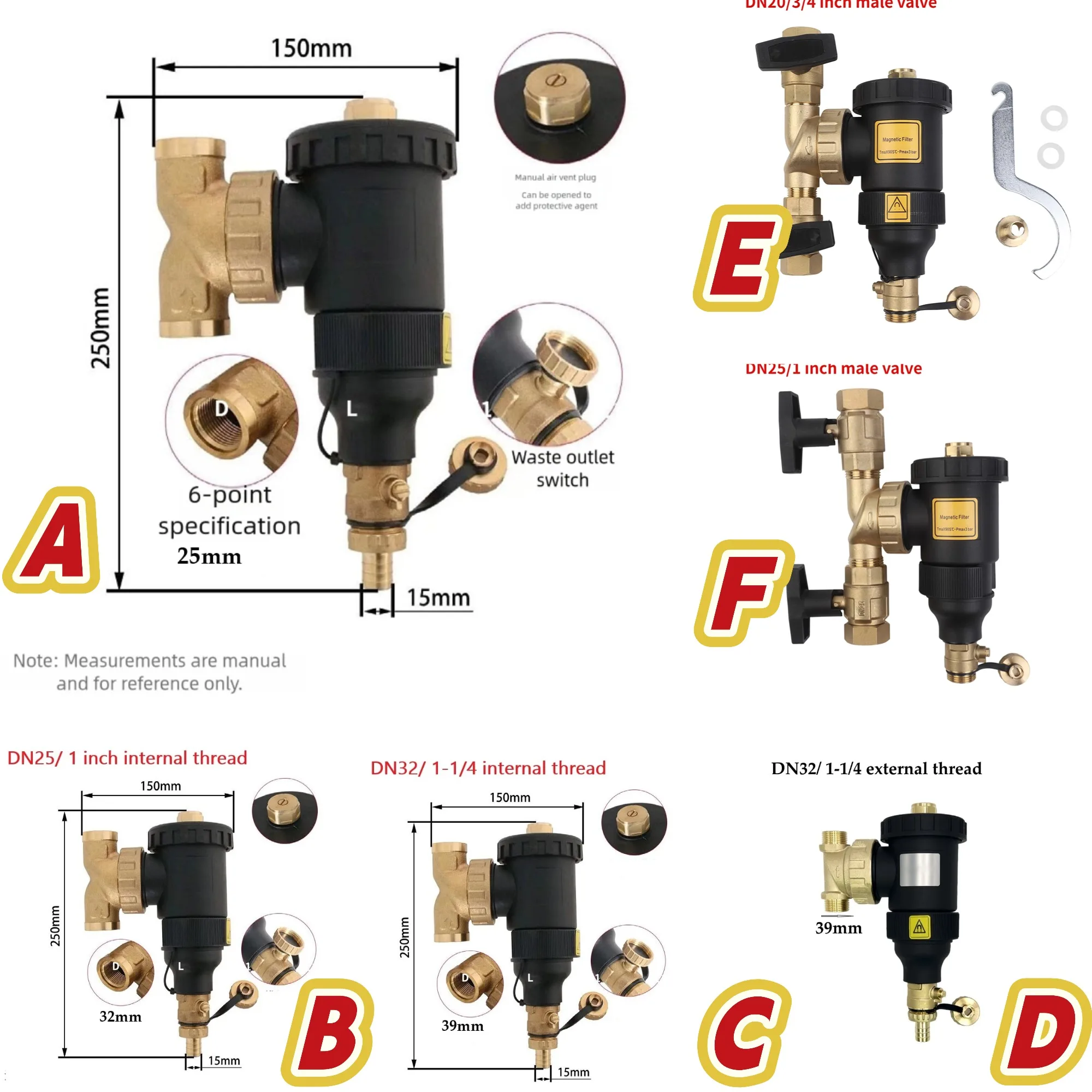 

1 шт., 0,5 Вт, специальный фильтр для подогрева пола, 16 различных типов, дополнительный инженерный пластиковый латунный котел, магнитный предварительный фильтр