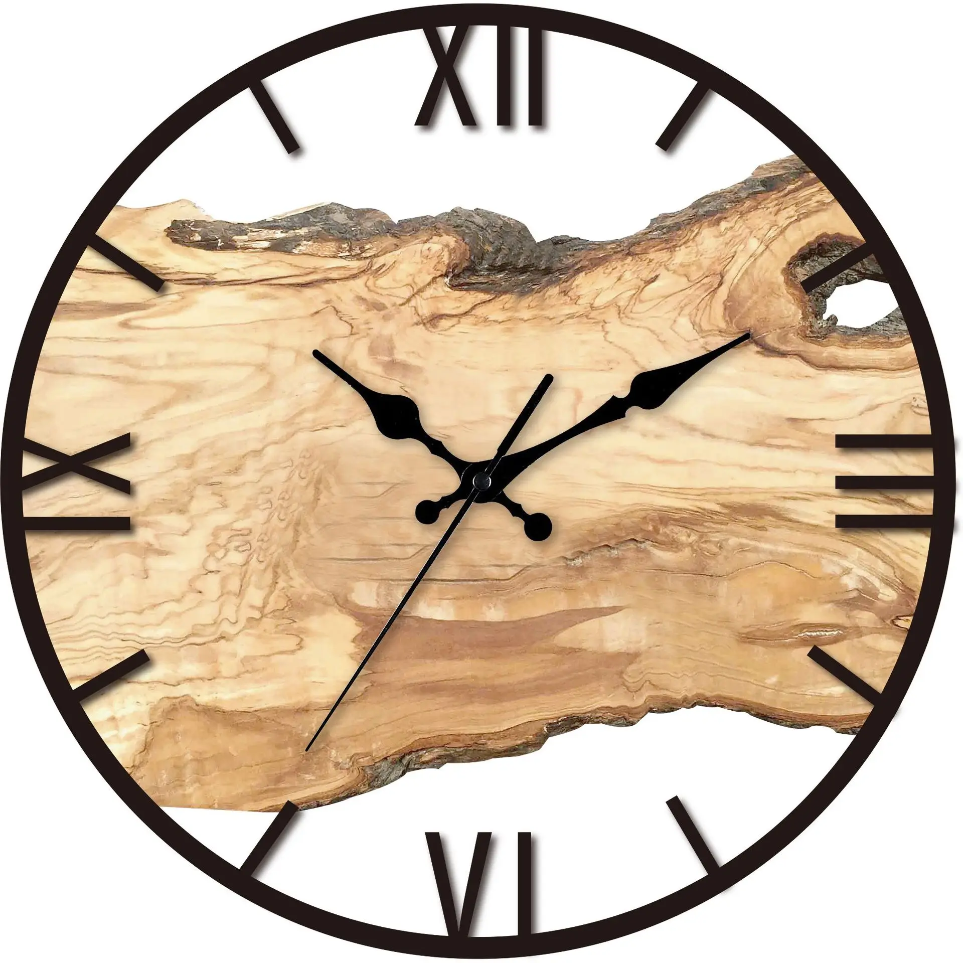 

Simple acrylic wall clock with wood grain texture clock