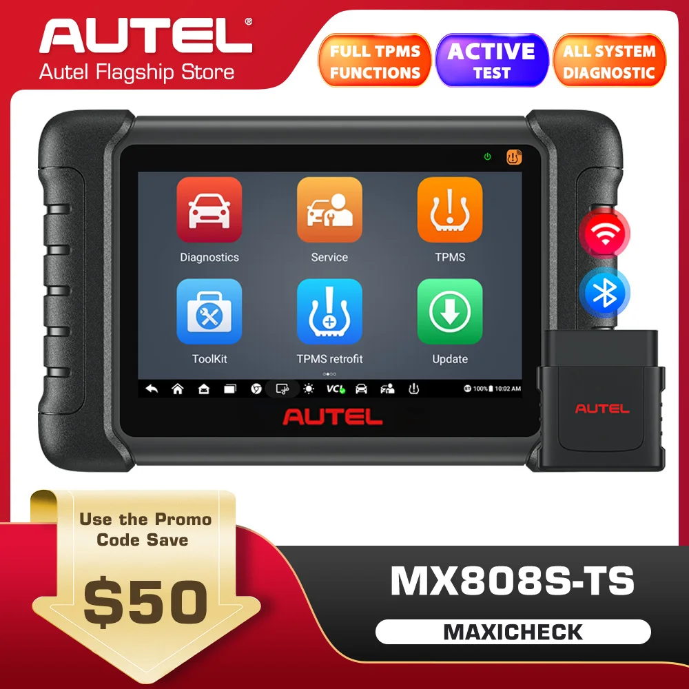 2024 Autel MaxiCheck MX808S TS OBD2 Scanner Bi-directional&TPMS Programming Tool All-System Diagnostic,28 Services PK MK808TS