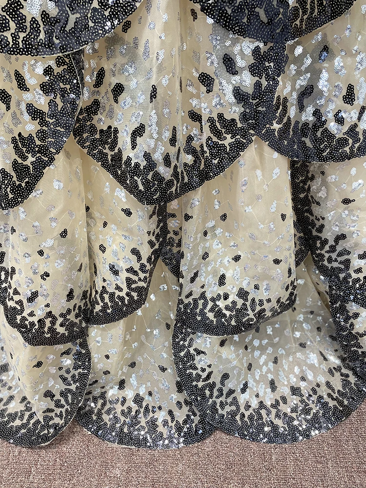 Robe de soirée noire à volants à plusieurs niveaux pour femmes, robe de Rhde Dubaï Arbic, paillettes élégantes, longue robe formelle de fête de mariage, photo réelle