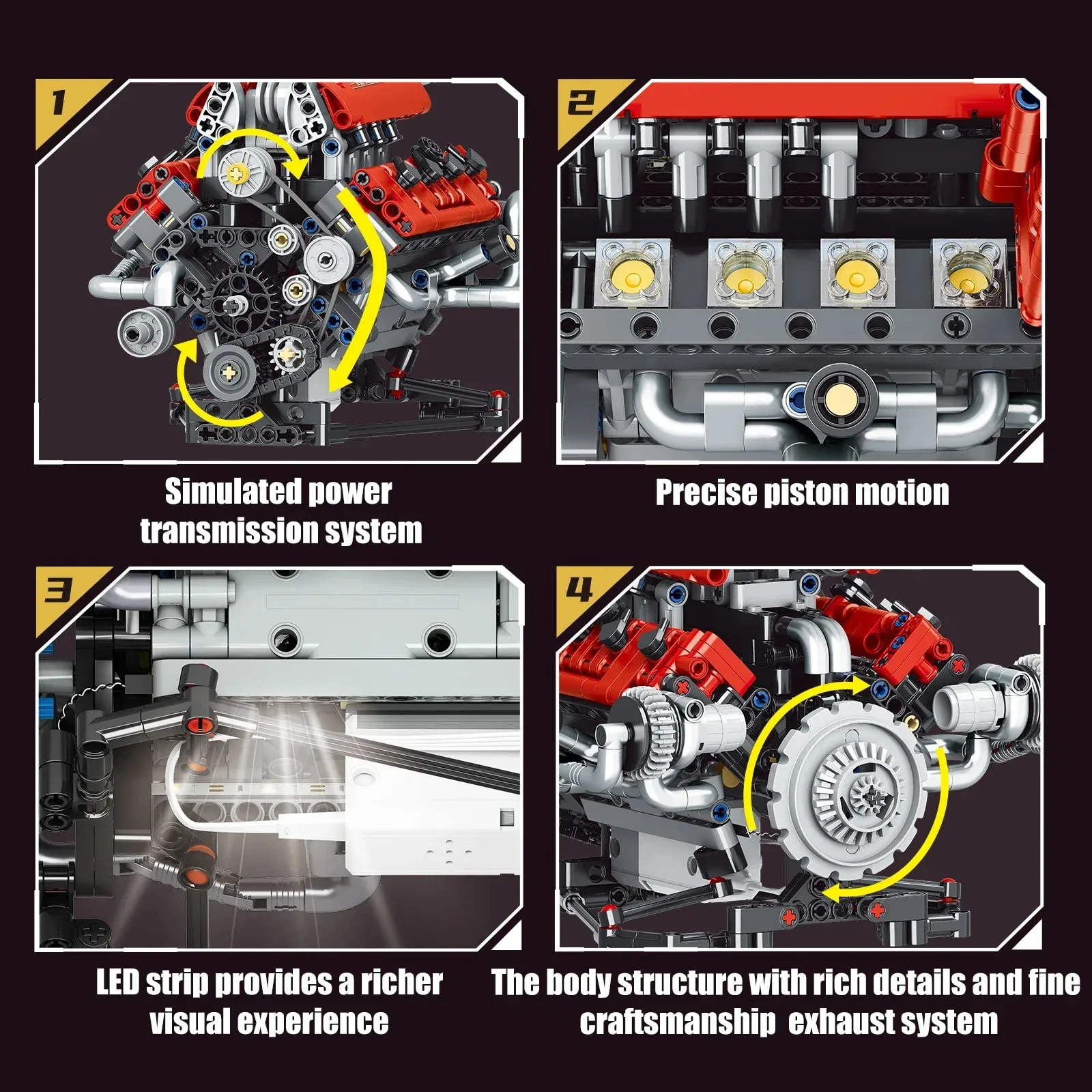 Blocos de Construção Técnicos V8 Engine 660PCS K96203 com Controle por APP, Motor Programável + Luz LED, Brinquedo de Montagem
