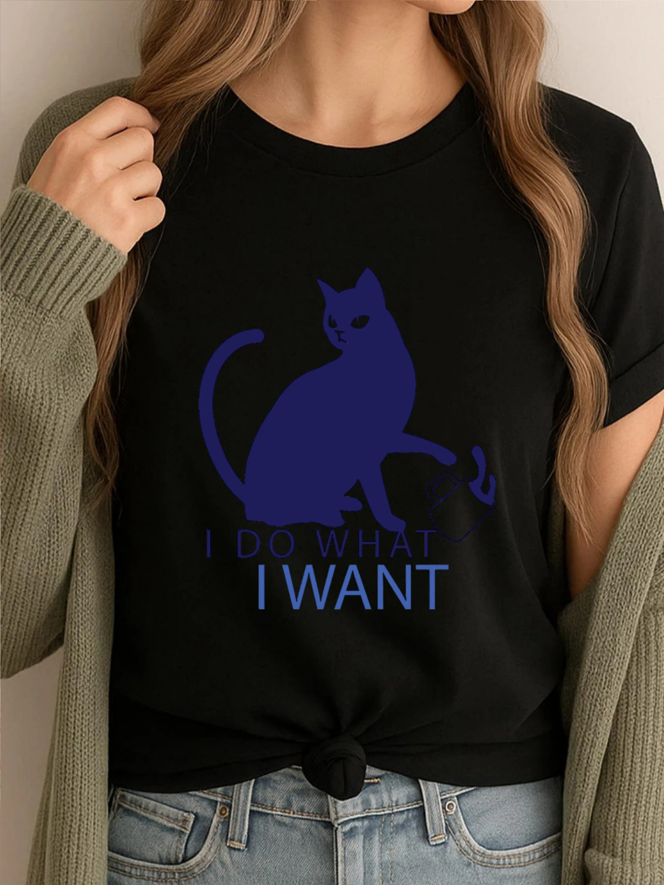 I Do What I Want Cat Camisetas Graphic Tees Women Breathable New In Tops & Tees Leisure Printed Clothes