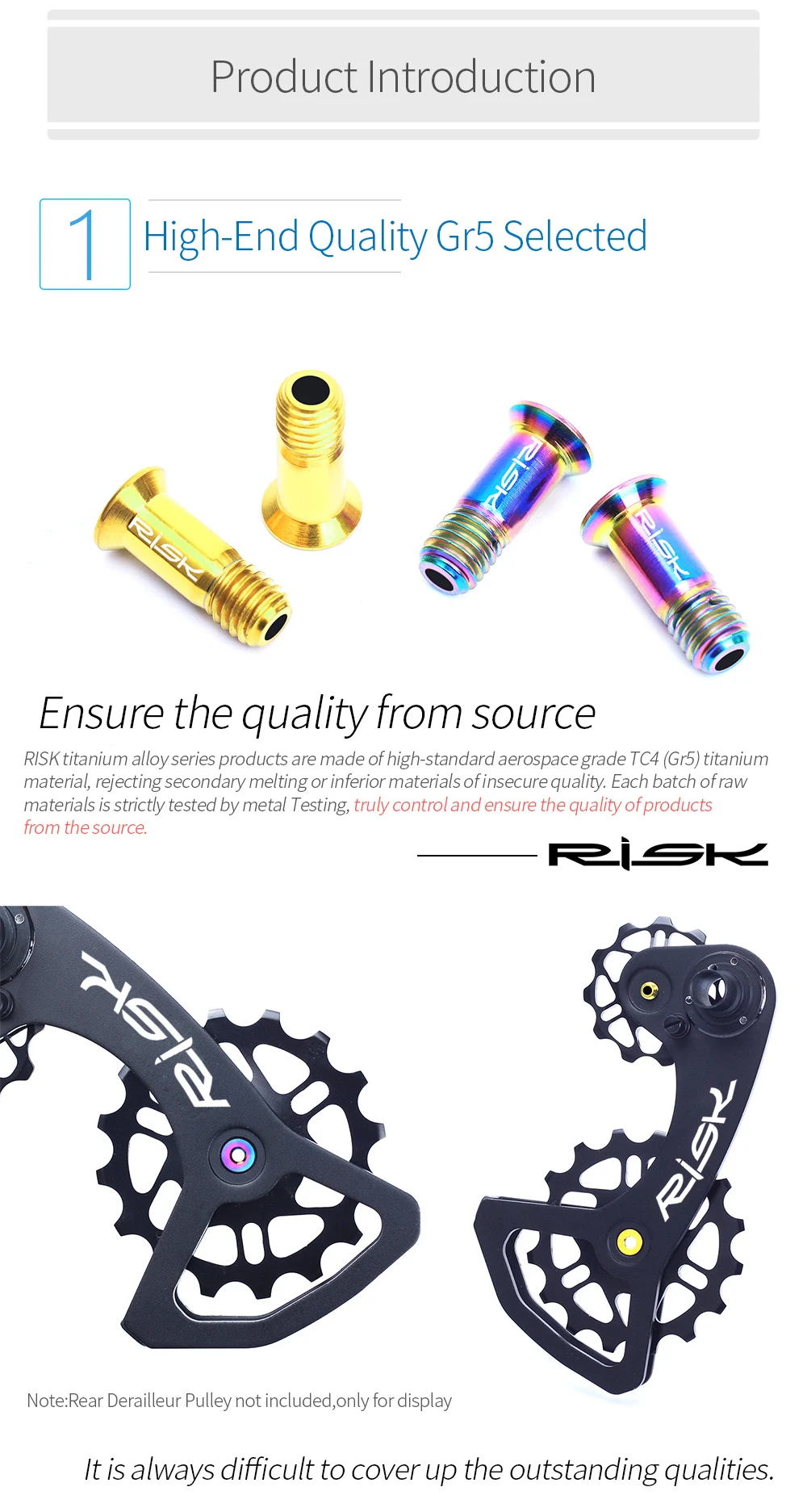 خطر MTB الطريق الدراجة الخلفية Derailleur عجلة شدادة مسامير ، سبائك التيتانيوم دراجة بكرة دليل عجلة تثبيت البراغي ، 2 قطعة M5 * 14.2 مللي متر