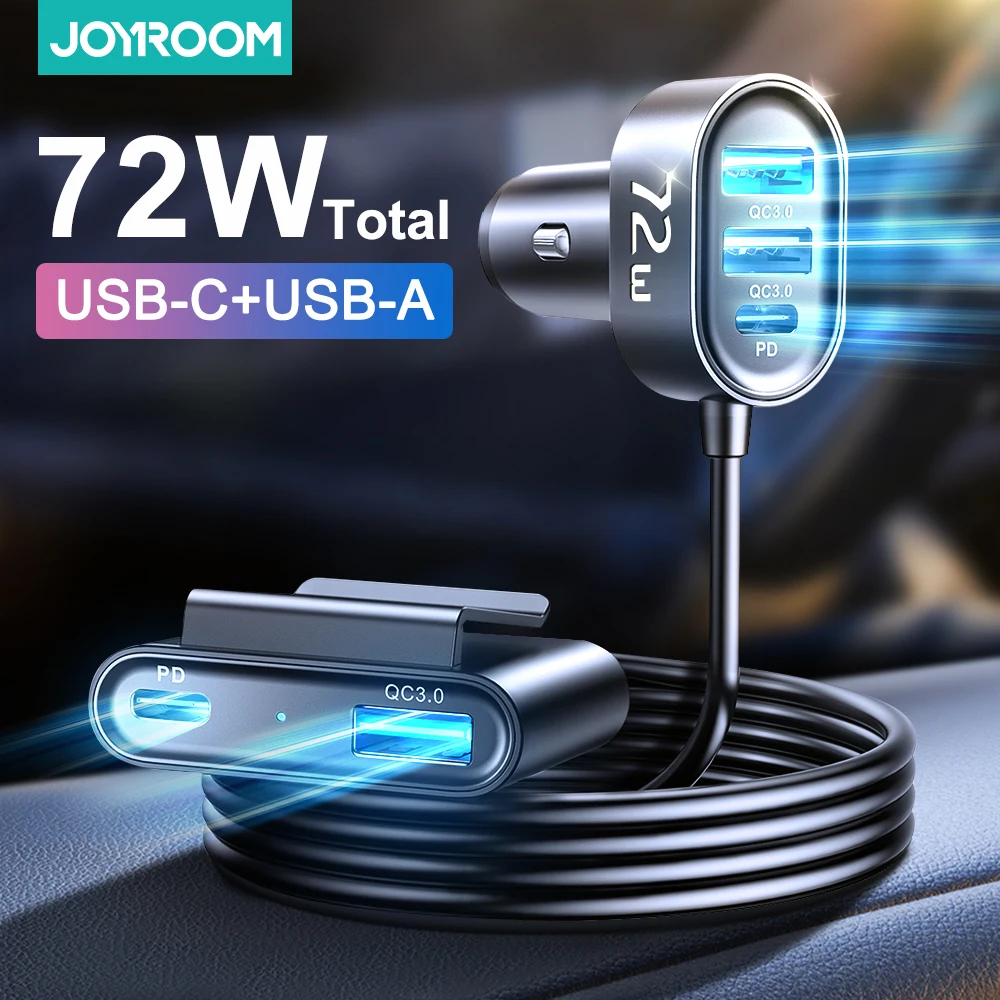 Joyroom 5 Ports 78W Car Charger USB Type C QC 3.0 PD 3.0 Fast Charging For Laptop Car Phone Charger For iPhone Samsung Huawei