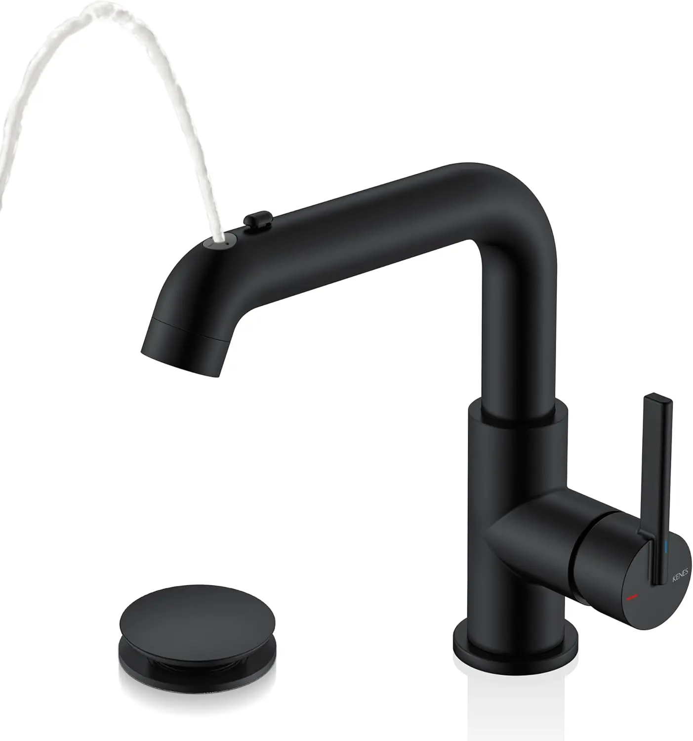 

Matte Black Bathroom Faucet with Pull Down Sprayer, Single Handle Bathroom Sink Faucet with Pull Out Sprayer, Vanity Bar F