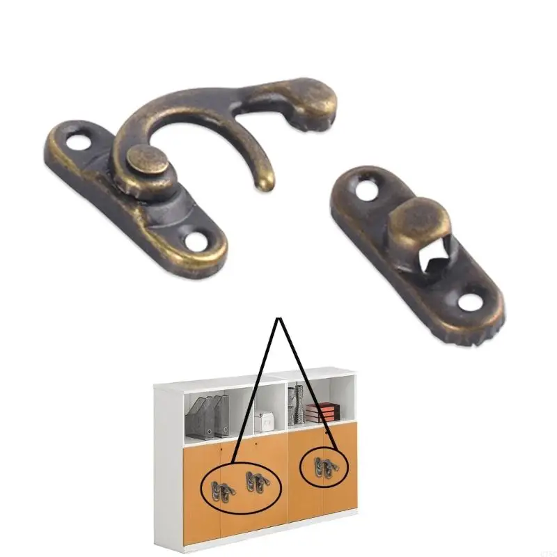 Braccio oscillante a destra U75C Gancio per chiusura per scatola legno 1,14 × 1,30 pollici Hasp tono bronzo antico per