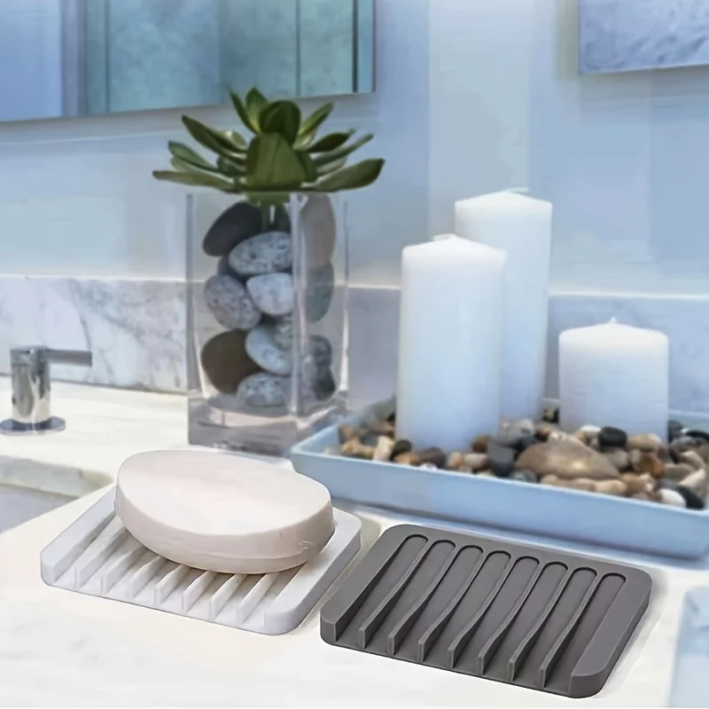 1-Pack Drill-Free Silicone Soap Dish, Creative Draining Soap Holder – Non-Slip Shelf for Kitchen & Bathroom Countertop image 6