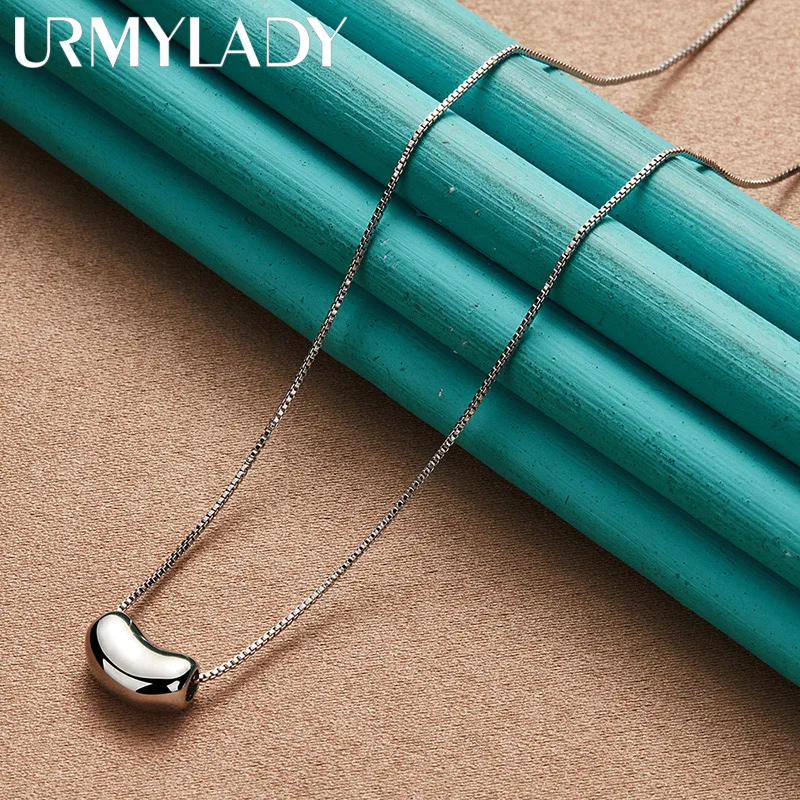 

URMYLADY 925 Sterling Silver Pea Necklace For Women Wedding Engagement Party Fashion Charm Jewelry