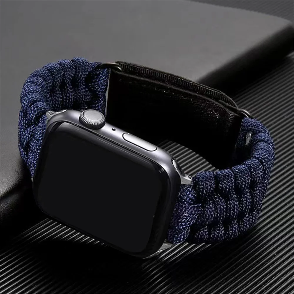 Rope Strap for Apple Watch Ultra 2 Band 49mm 45mm 44mm 42mm 41mm 40mm Rugged Nylon Braided Sport Loop iWatch 9 8 7 6 SE Bracelet