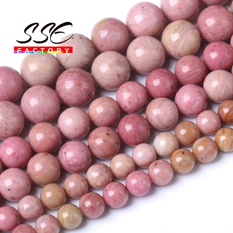 A+ Red Rhodonite Beads Natural Pink Stone Round Loose Beads For Jewelry Making DIY Bracelets Necklaces Accessories 4 6 8 10 12mm