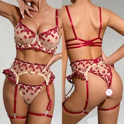 Bra Set Embroidered Flower Gathering Bra Set Temptation High End Perspective Sexy Underwear sexy set women's lingerie ultra sexy