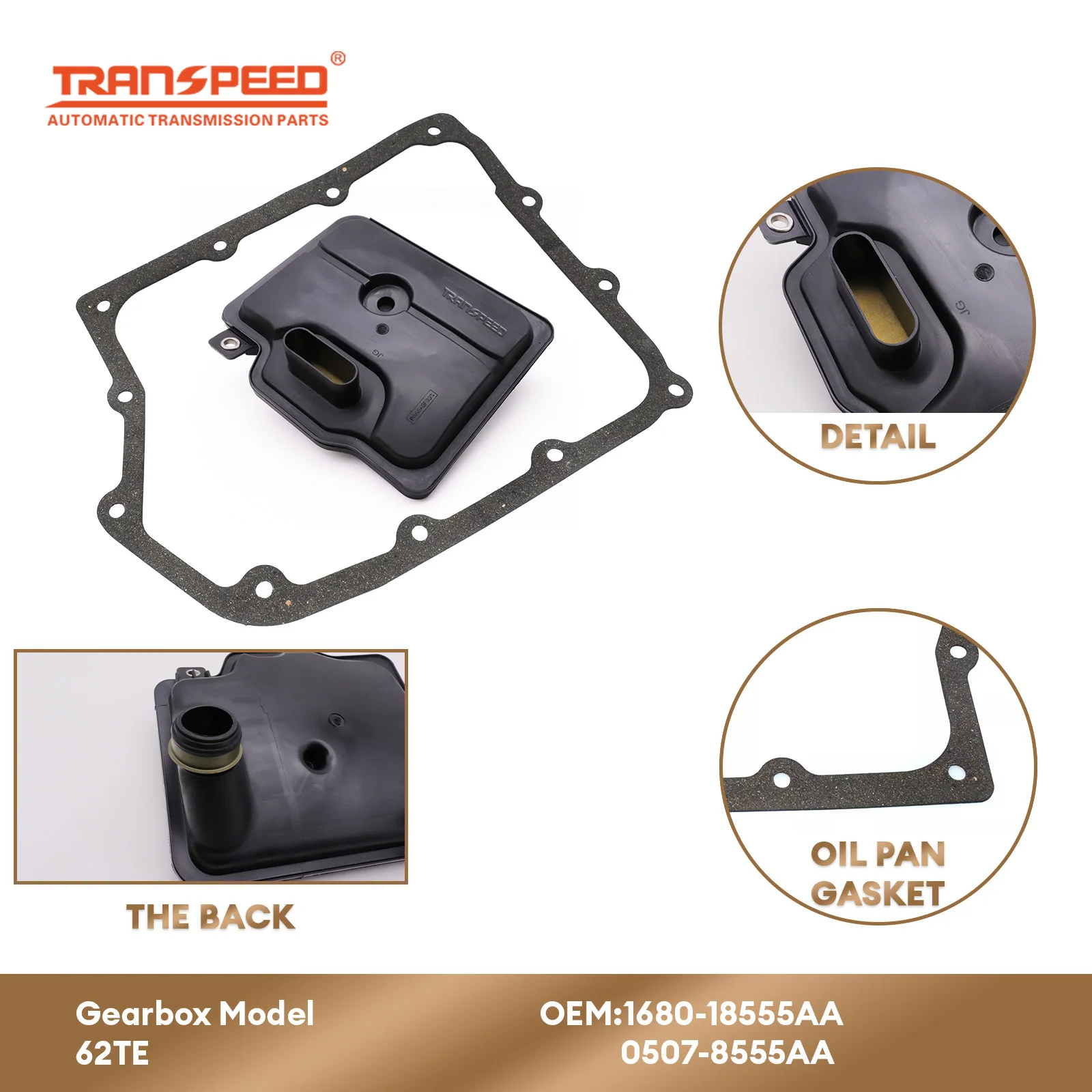 فلتر زيت ناقل الحركة الأوتوماتيكي TRANSPEED 62TE 168018555 أأ 05078555 حشية AA وعاء الزيت لدودج كرايسلر رام 2008-2016