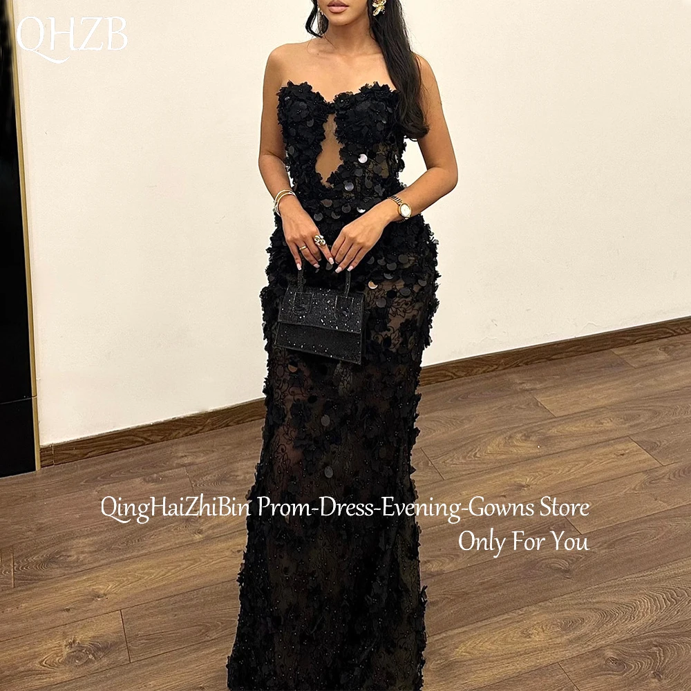 

Customized Elegant Black Long Evening Dresses for Special Occasions Sweetheart Floor-Length Mermaid Women Gala Party Dress 2025
