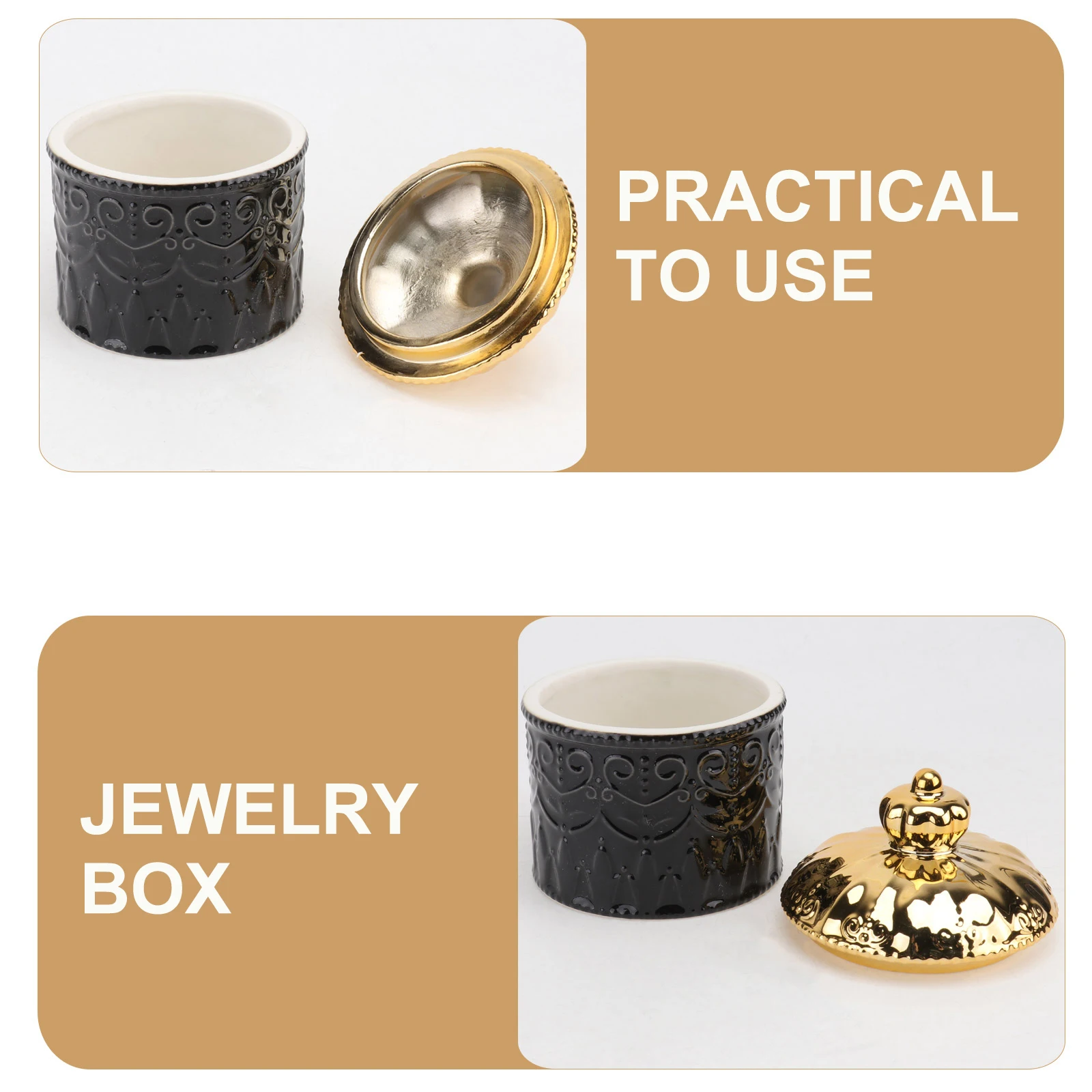 

Ceramic Jewelry Storage Container Necklace Black Sundry Gift Wrapping Box Gift Travel Vintage Pottery Wedding Box