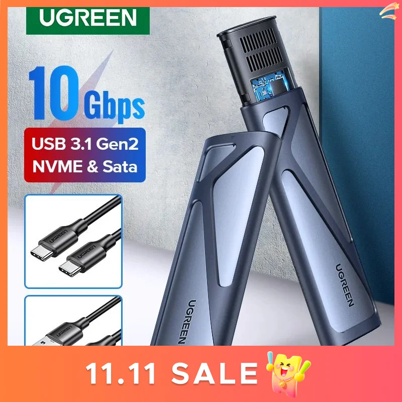 

UGREEN M.2 NVMe SSD Enclosure Dual Protocol NVMe SATA to USB 3.1 Gen2 10 Gbps NVMe PCI-E M.2 SSD Case Support UASP For Hard Disk