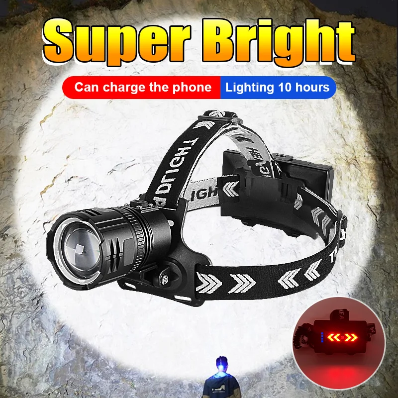 

Новый наружный светодиодный фар, мощный фитиль XHP70, перезаряжаемая светодиодная головка для походов, сильный свет 3 режима для кемпинга комплект