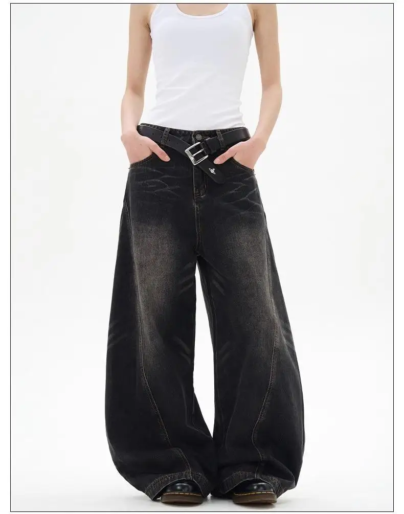 American High Street Retro Men's Jeans Fashion Casual Wide Leg Denim Pants Korean Baggy Jeans Streetwear Y2k Men Clothing