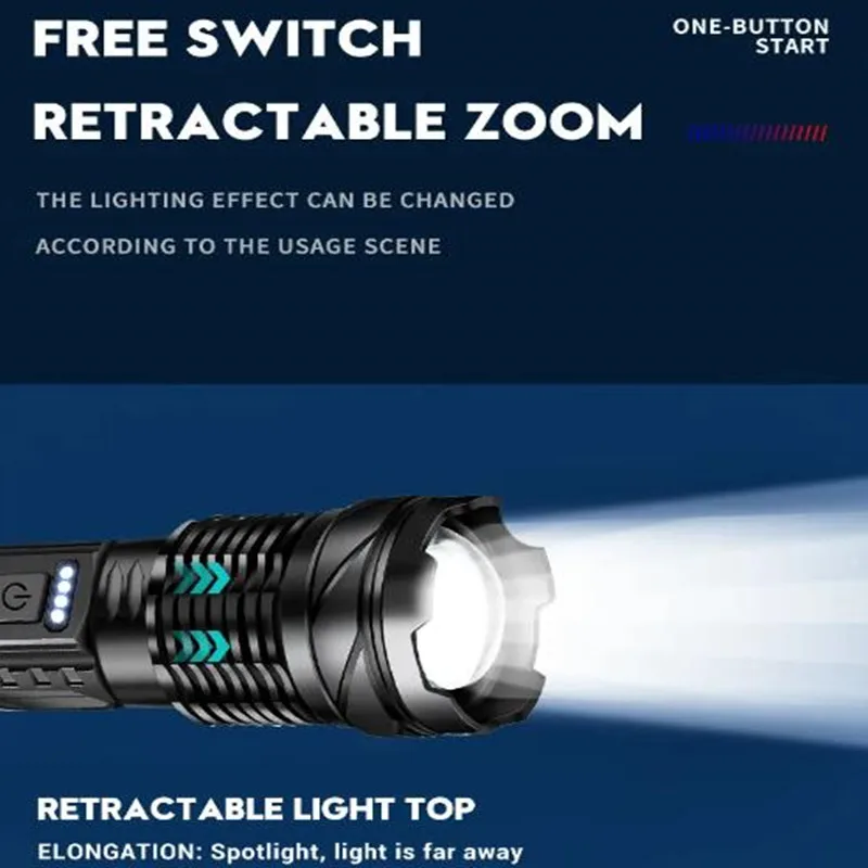 Super High Power LED Flashlight Portable Rechargeable Torch Zoom USB Waterproof Lantern For Camping Outdoor Emergency USE