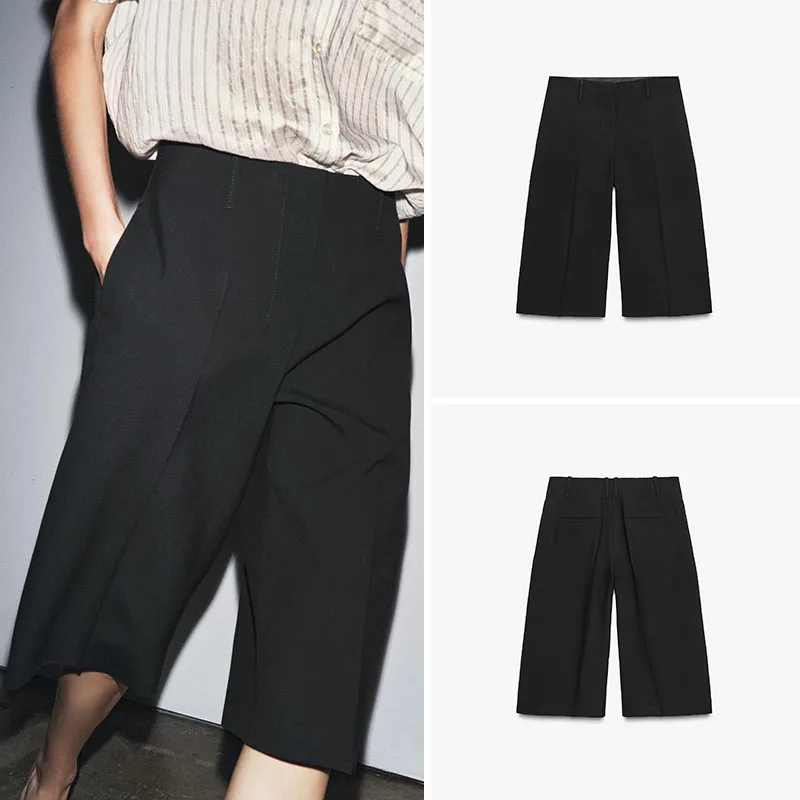 

Новинка: осенние повседневные длинные шорты для женщин, модный простой дизайн, с карманами, универсальные, удобные, идеальная длина для 25-3...