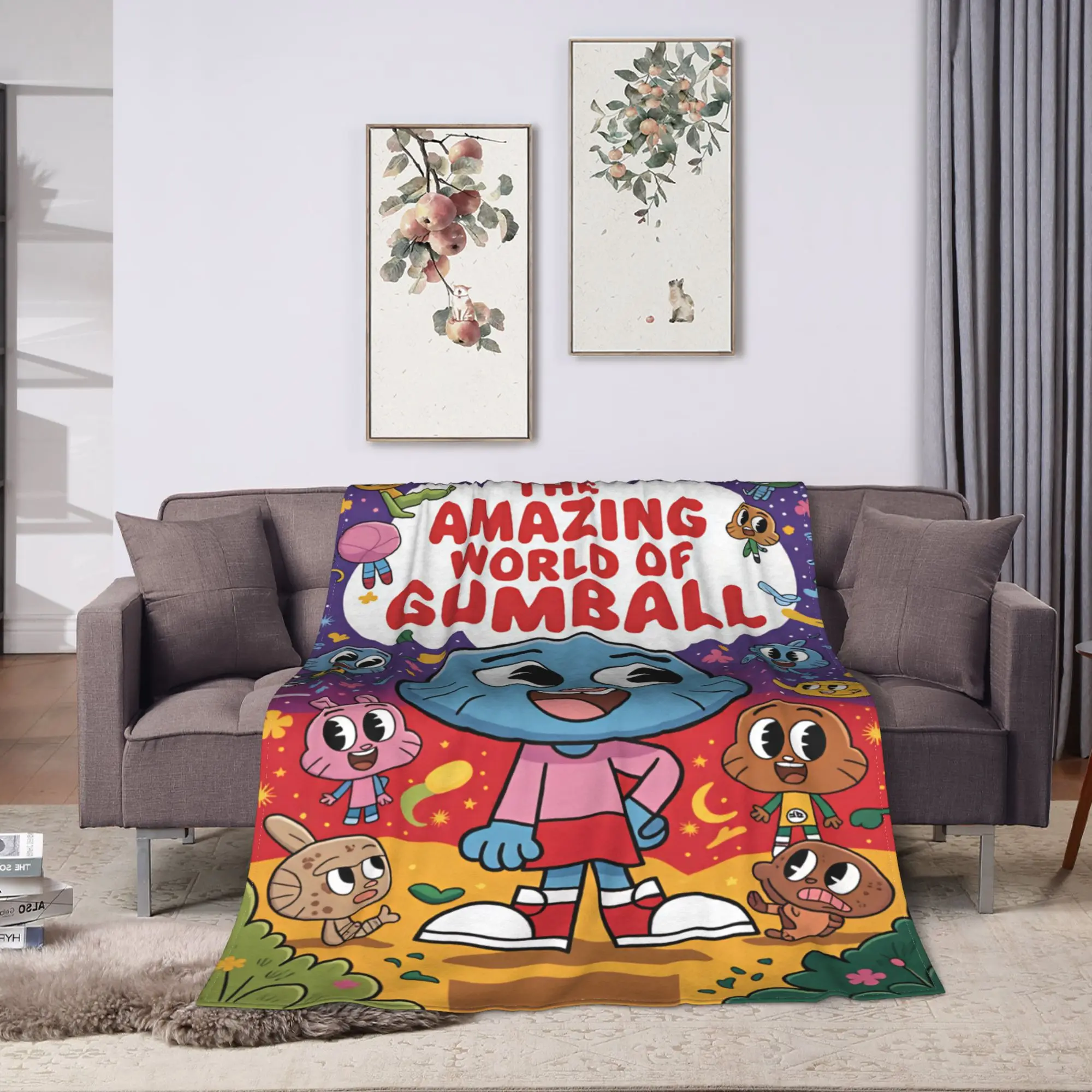 The Amazing World Of Gumball  Flannel Blankets  Soft Warm Throw Blanket for Living Room Camping Pattern Bedspread Sofa Bed Cover
