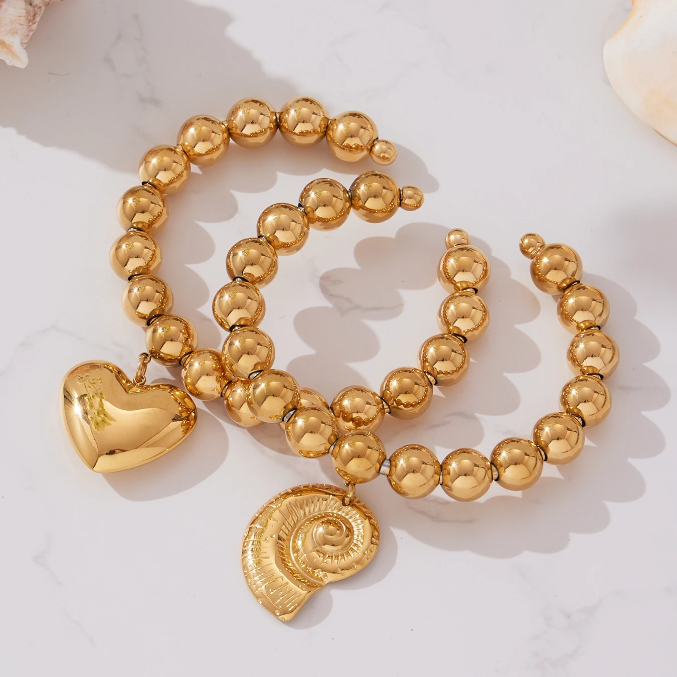 Liora جودة عالية الحلزون القلب قلادة النساء أساور الفولاذ المقاوم للصدأ مصقول الزفاف مأدبة سحر سوار الأفريقي مجوهرات