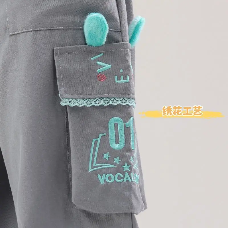 Cute Hatsune Miku Summer Multifunctional Comfortable Straight Overalls Cartoon Anime Fashionable Comfortable Casual Pants