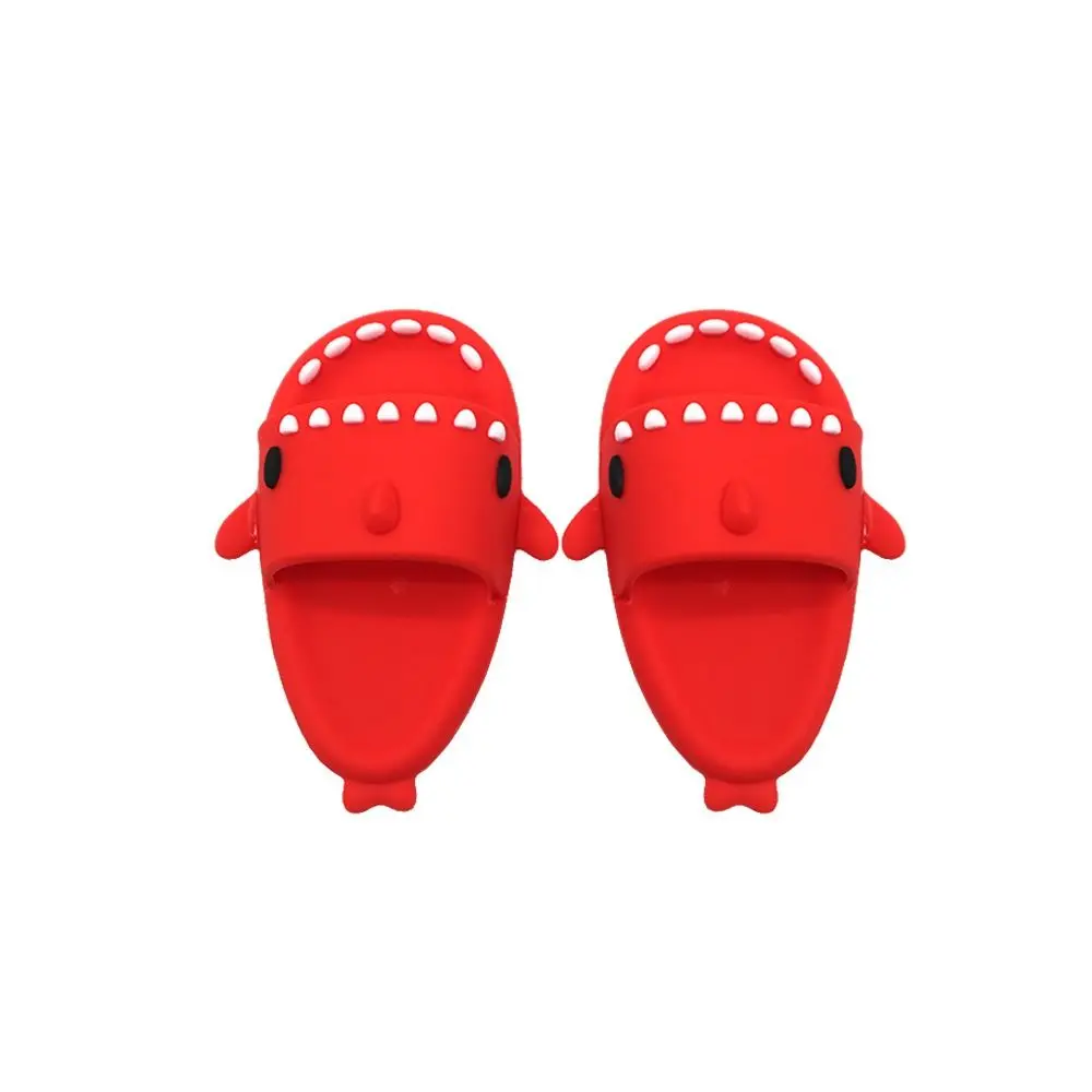 Red Cartoon Shark Slide Sandals Cute Open Toe Shark Slippers Soft EVA Summer Beach Slides for Kids Adults