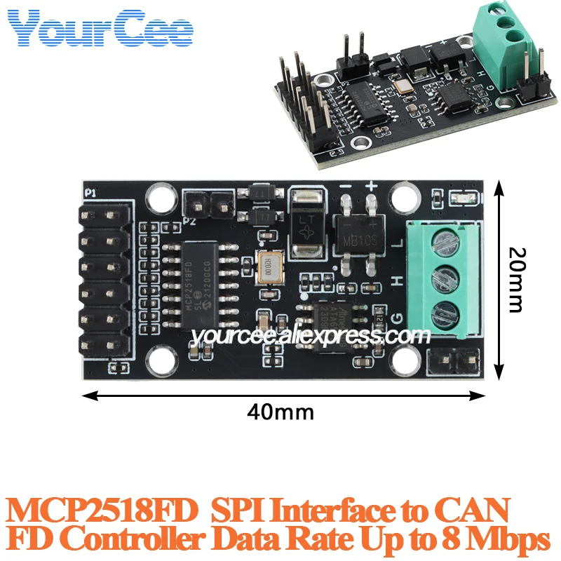 2 ชิ้น/1 ชิ้น MCP2518FD อินเทอร์เฟซ SPI ไปยัง CAN FD คอนโทรลเลอร์บอร์ดควบคุมโมดูล SPI ไปยัง CANFD MCP2518 อัตราข้อมูลสูงสุด 8 Mbps