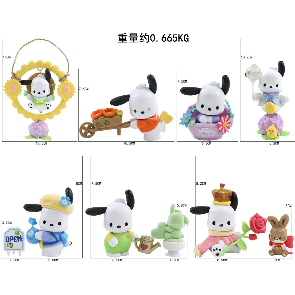 Pochacco Statue Flower and Youth Series Sanrio Doll Action Anime Figures Pochacco Doll Toys Esports Figurine Room Desktop Gifts