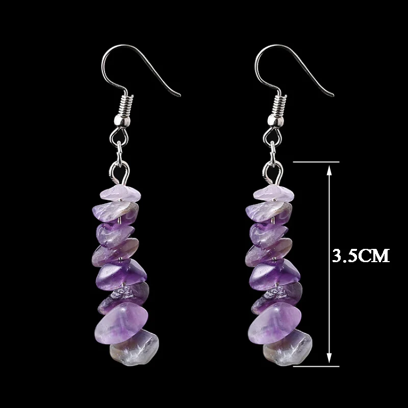 Orignal Rose Quartz Amethyst Natural Stone Drop Earrings For Women Girls Beads Dangle Earing Female Jewelry Brinco Party Gift