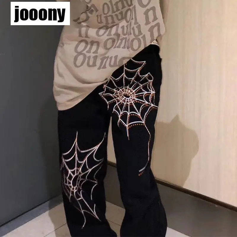 Spider embroidery  Harem Pants Streetwear men clothing  2022 Summer Hip Hop Casual wide leg Trousers Fashion pants male