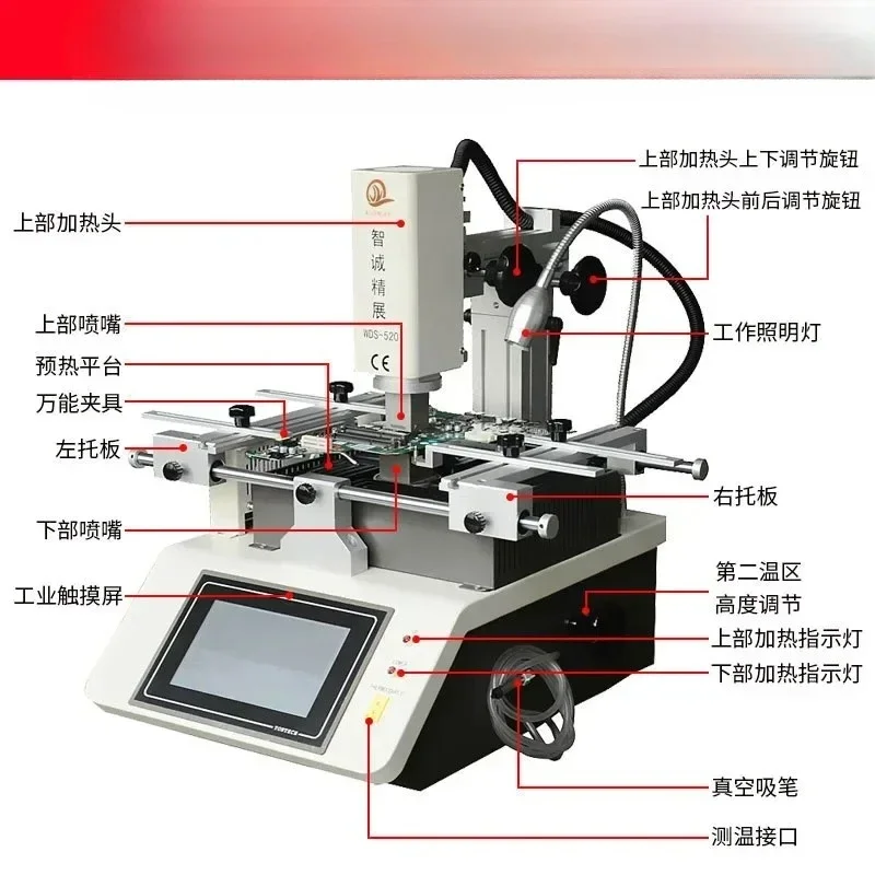 

BGA Repair WDS-520 Non-optical Chip Dismantling And Welding Table Three Temperature Zone Repair Table Welding