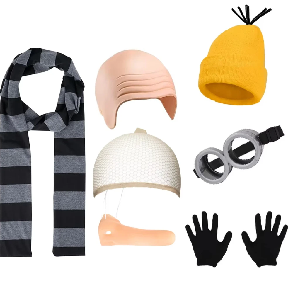 작은 노란색 남자 코스프레 나쁜 남자 의상 영화 만화 재미 있은 드레스 마법의 도둑 아빠 회색 줄무늬 스카프 할로윈 파티