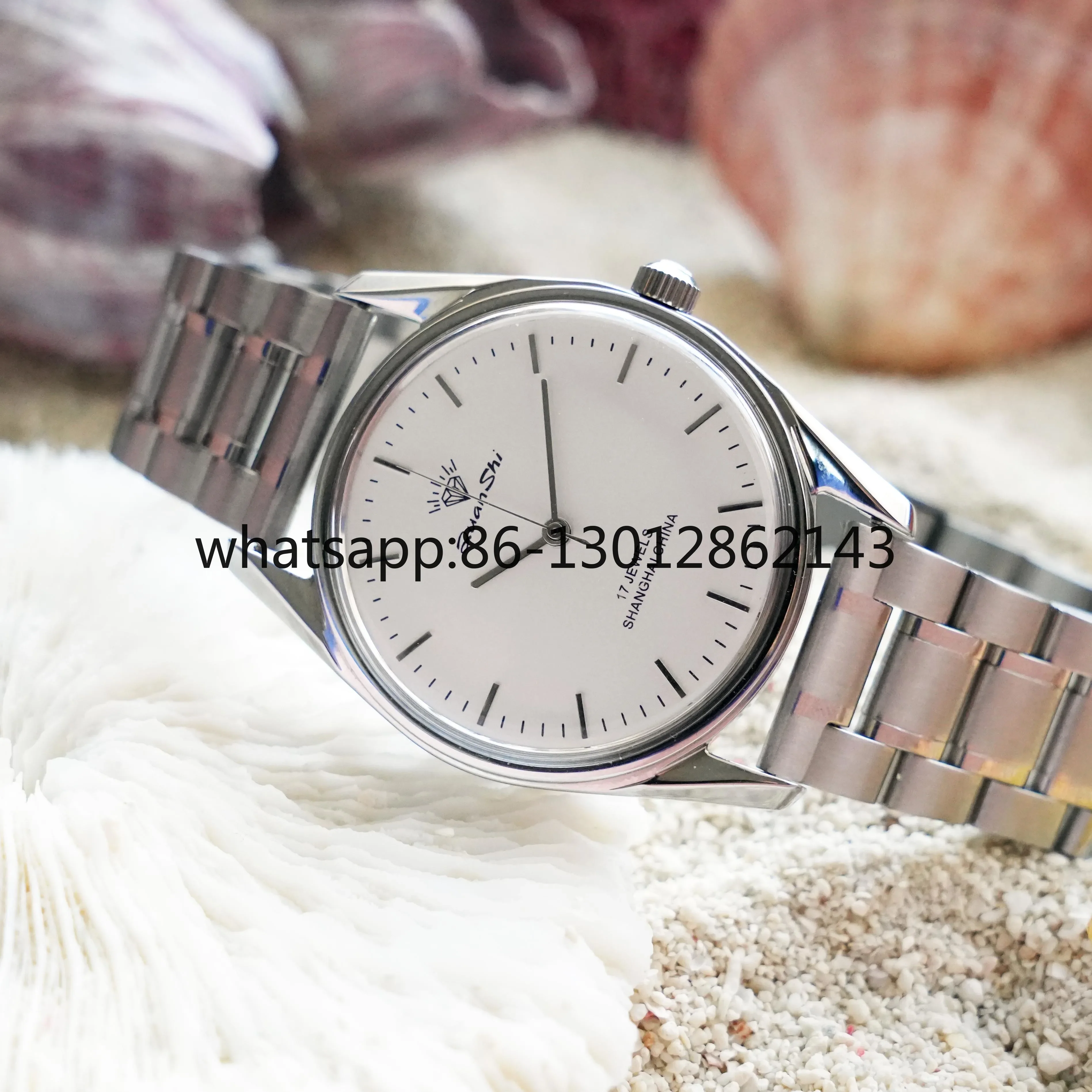 Diamond Brand Manual Mechanical Watch Winding Shock Resistant Solid Steel Strap 17 Diamonds Genuine