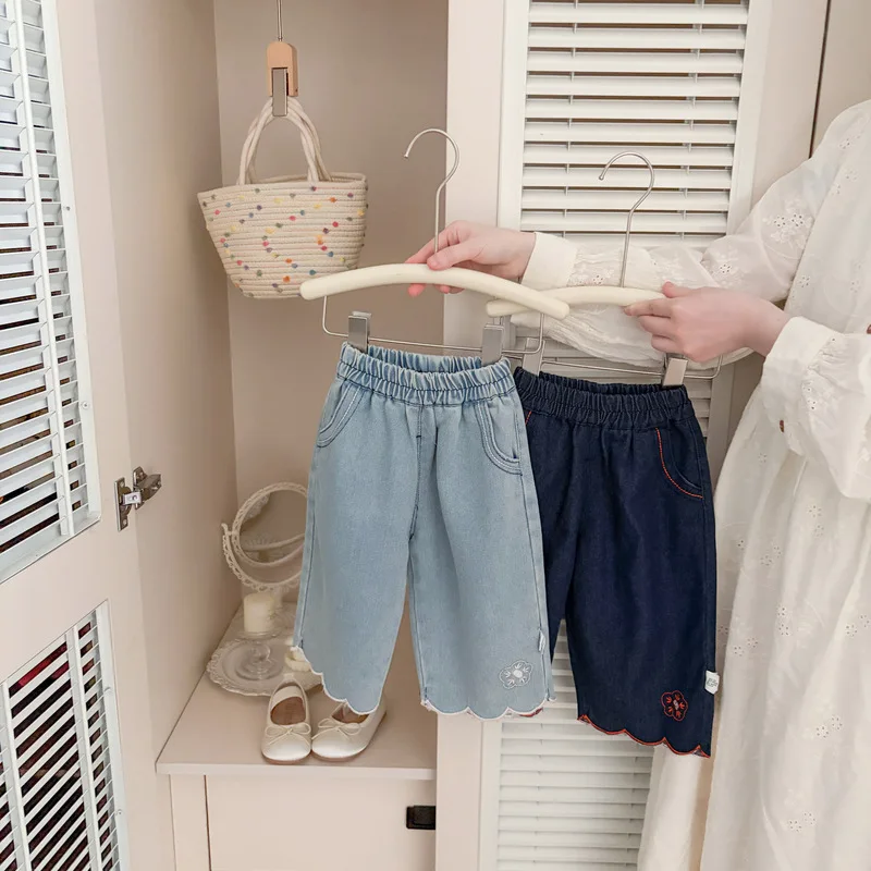 2026 Autumn New Children Denim Trousers Baby Girl Fashion Casual Pants Girls Loose Loose Jeans Solid Toddler Clothes