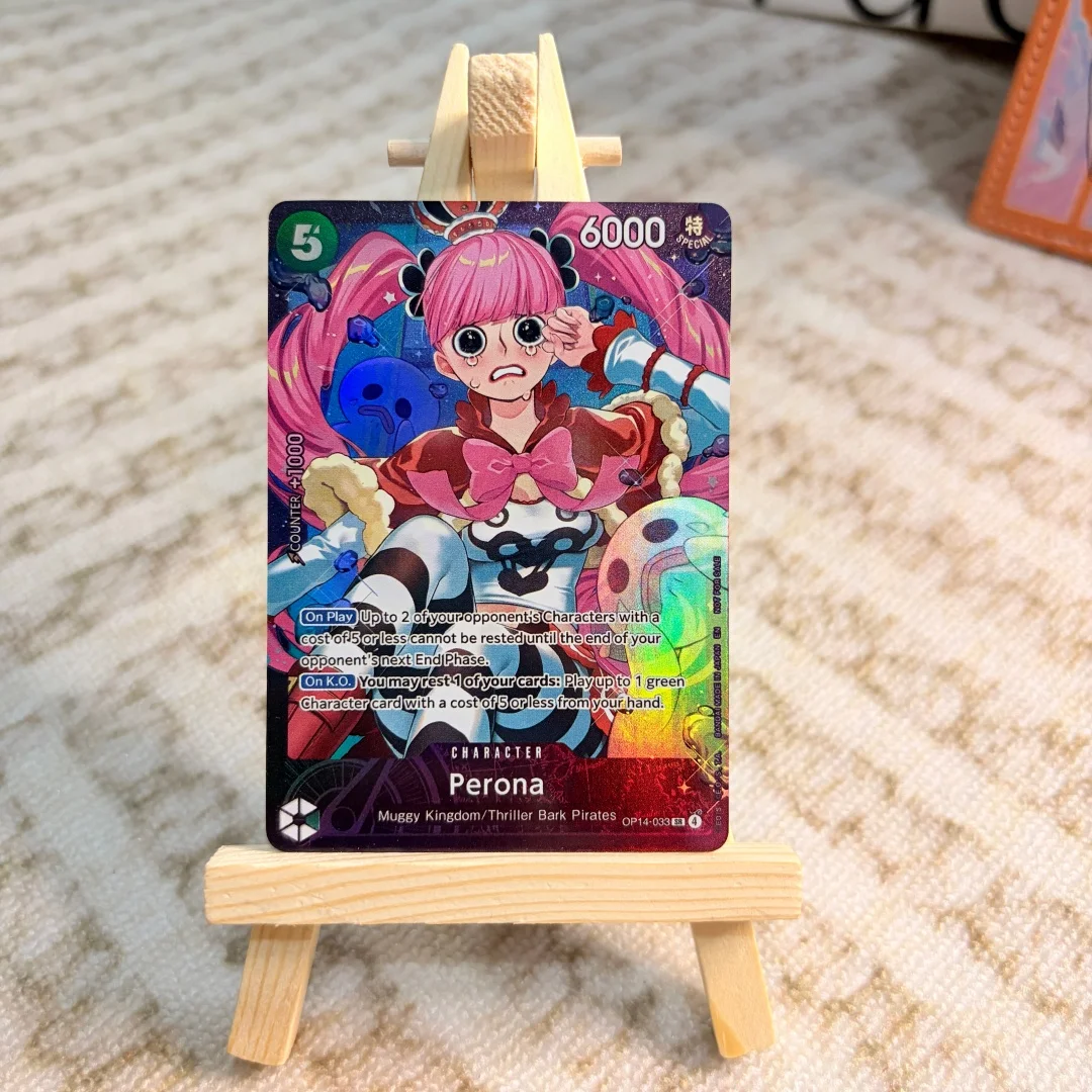 Tarjeta Coleccionable de One Piece PROMO Perona OP12-034 Thriller Bark Pirates, Tarjeta Plegable DIY, Variante en Inglés, Animación OPCG