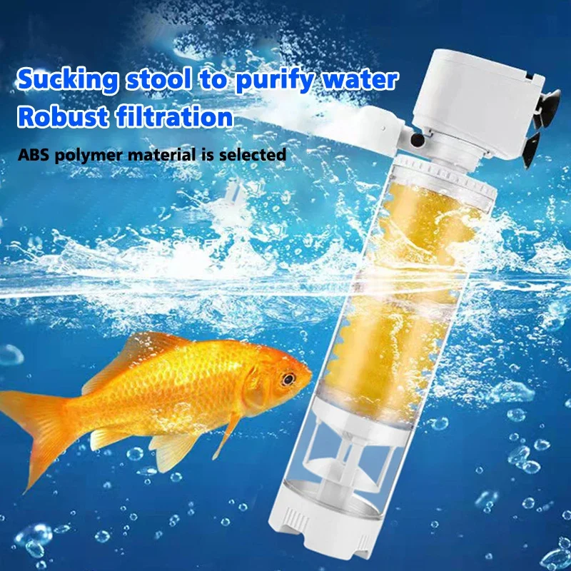 Aquarium Tank Filter 3 in 1 Fish Tank Purification Suction Device Oxygenated Water Circulation Pump Fish Feces Collection Filter