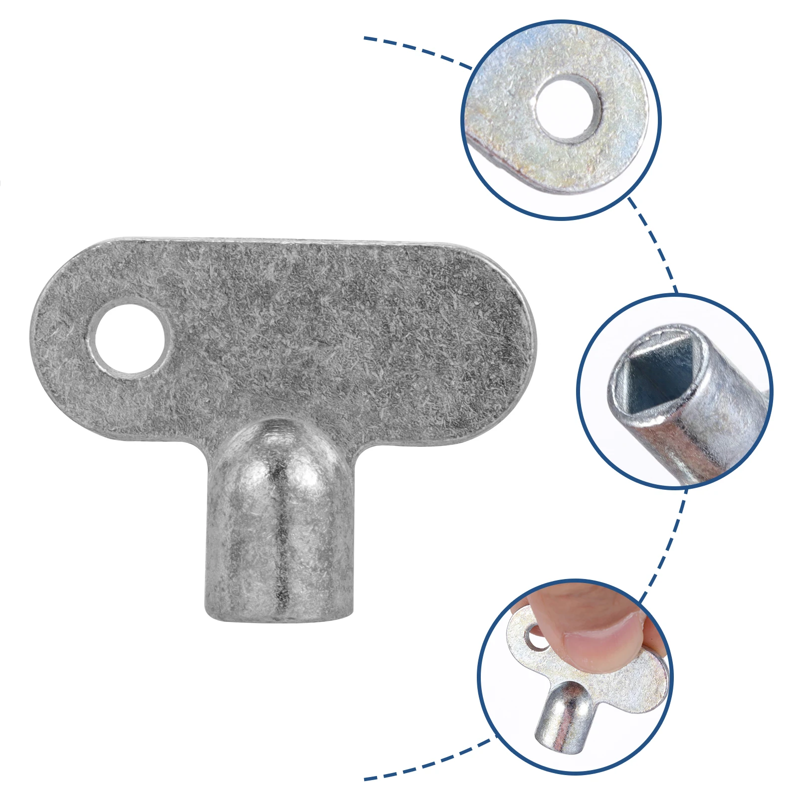

5pcs Plumbing Wrench Bleeding Key Faucet Tool Radiator Water Tap Square Socket Zinc Alloy Silver Corrosion Resistant Clock Type